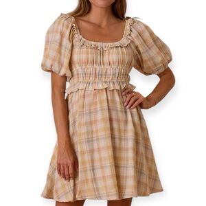 Rylee + Cru Pastel Plaid Shayla Dress NWT